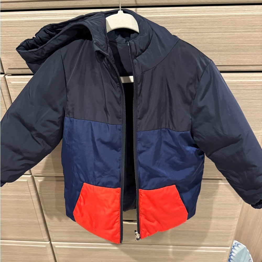 Jacadi Paris Boys Reversible Navy and Red Puffy Jacket